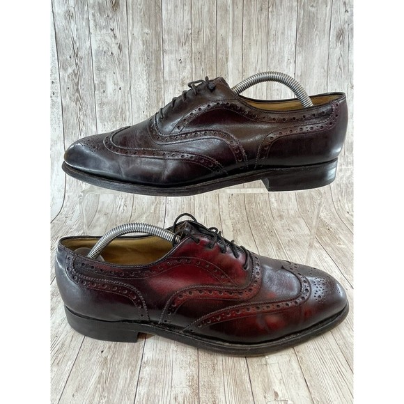 Johnston & Murphy Aristocrat 8.5 Cordovan Burgundy Leather Wingtip Dress Shoes - Picture 4 of 9